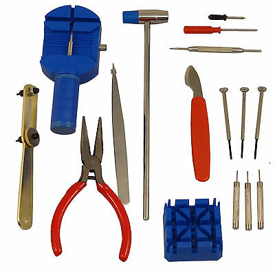 16pc Watch Back Opener Repair Tool Kit Band Pin Strap Link Remover Watchmaker